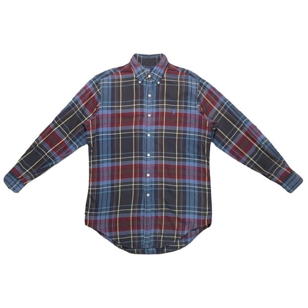 폴로 랄프로렌 타탄 체크 셔츠 블루 M