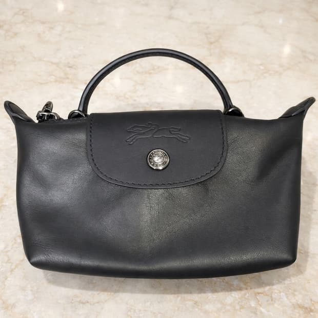 LONGCHAMP 롱샴 르 플리아쥬 미니 XS 블랙 레더 가죽 가방