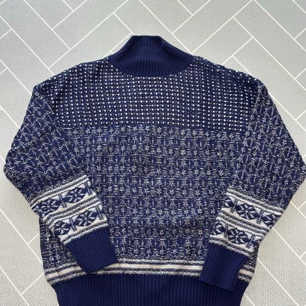 COS 패턴 니트 스웨터 네이비 S