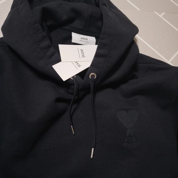 [M]아미 블랙로고 후드티