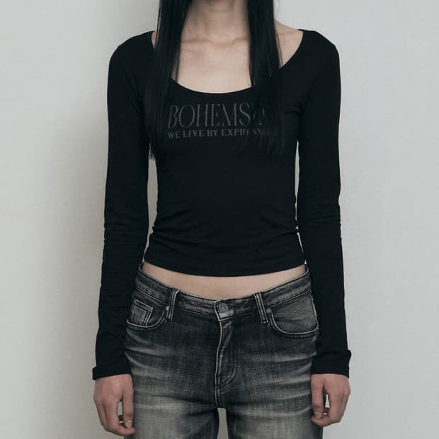 보헴서 PALE PRINETED LONG SLEEVE, BLACK