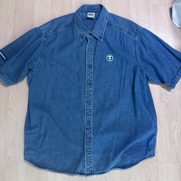 베이프 에이프 아플리케 데님셔츠