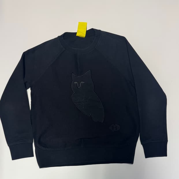 여성 럭키슈에뜨 블랙 부엉이 프린팅 스웻 맨투맨