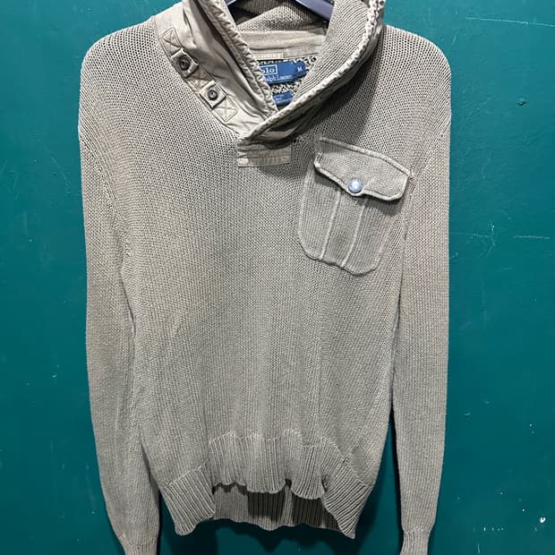 폴로 밀리터리 숄카라 니트M