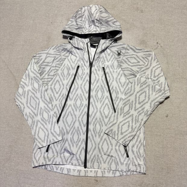 스파이더 화이트 패턴 후드 바람막이