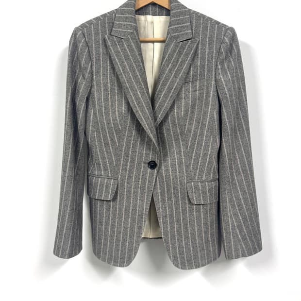 KITON 키톤 여성 원버튼 그레이 스트라이프 울 자켓 42