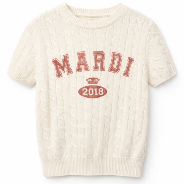 마르디 메크르디 케이블 니트 반팔 아이보리 FREE