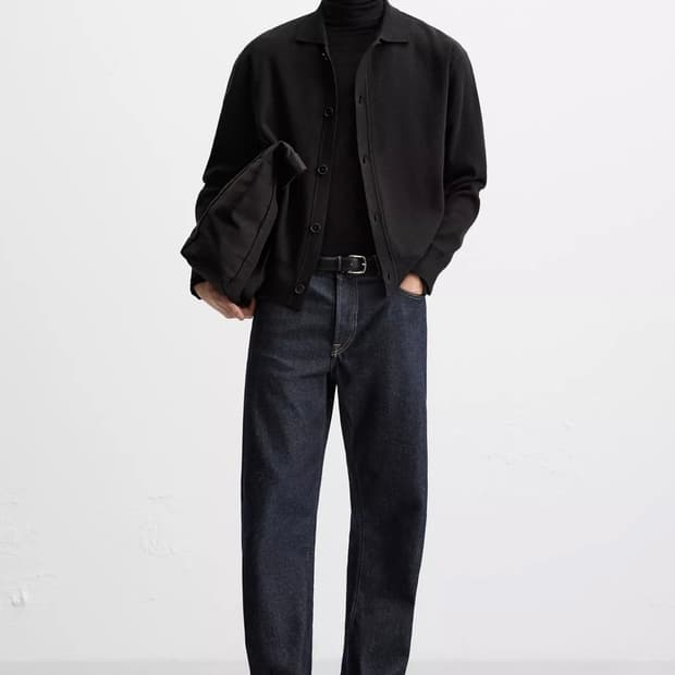 자라 블랙 릴렉스핏 카라 가디건