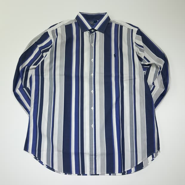 CK047 XL 폴로 90s 홍콩판 네이비 멀티 스트라이프 셔츠 남방