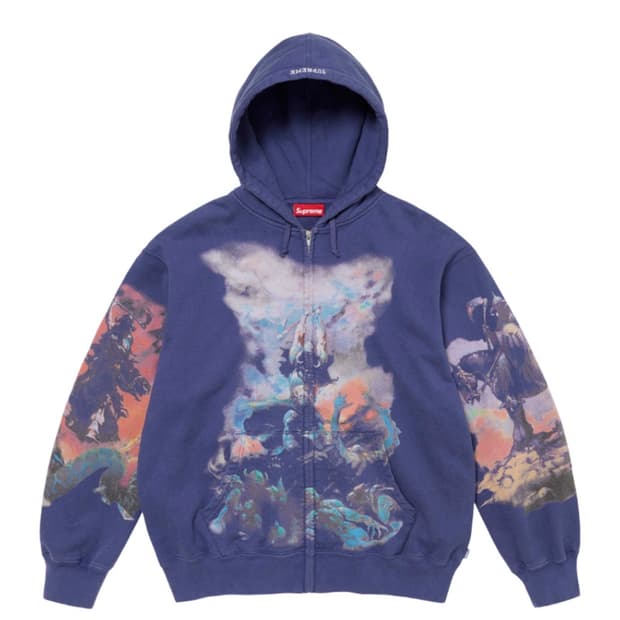 슈프림 프라제타 후드집업 워시드 네이비 