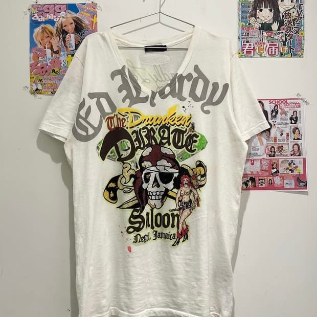 Skull printing white short-sleeve