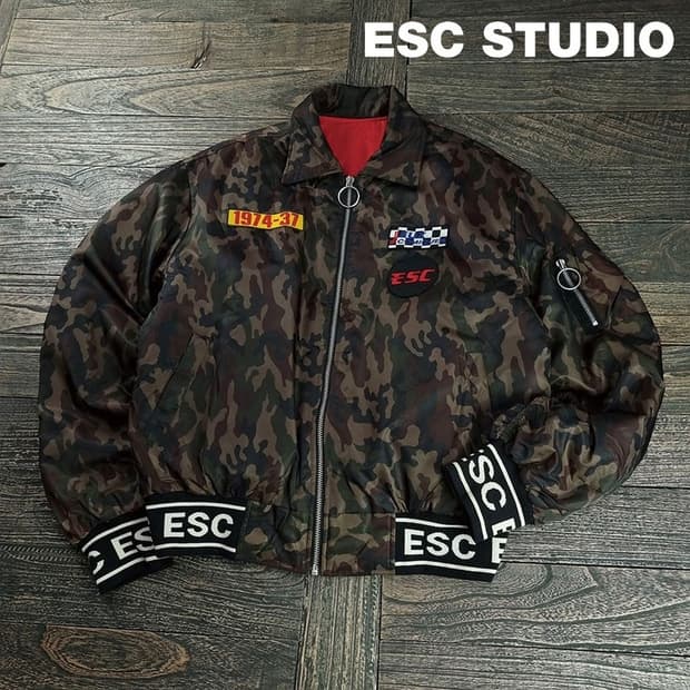 [ESC 스튜디오] 카모 패턴 집업 봄버 자켓 M19249