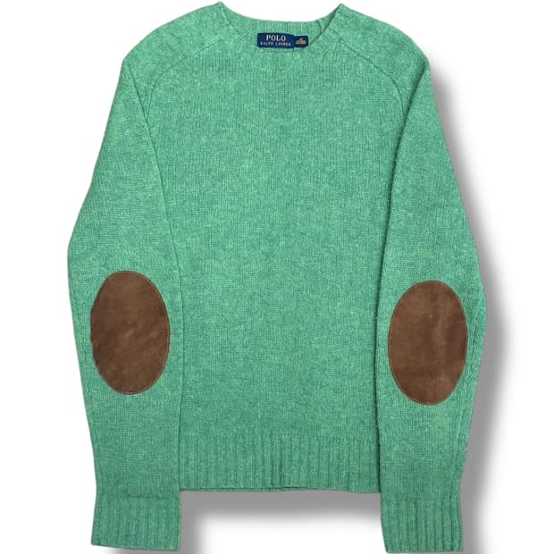 xs 폴로랄프로렌 엘보우 패치 라이트 그린 울 니트