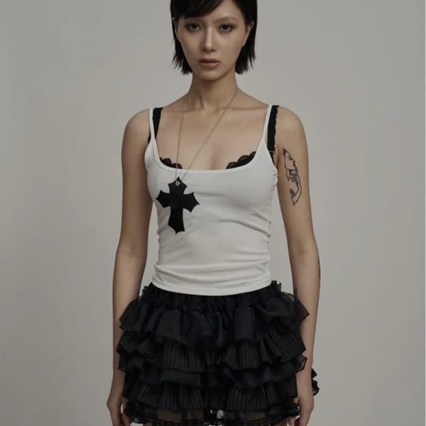 일리오 튜튜 쇼츠 치마 스트라이프