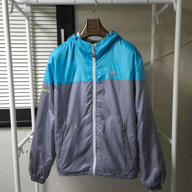 100 ) 뉴발란스 바람막이 블루/회색 후드 자켓