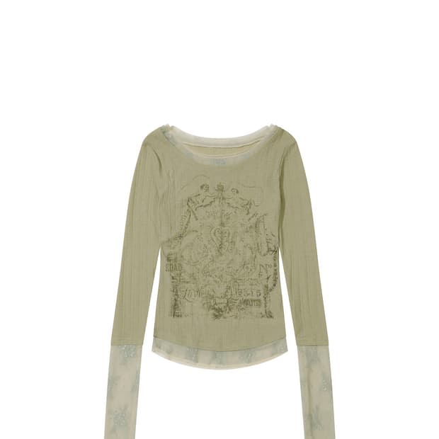 스컬프터 lace layered tee 