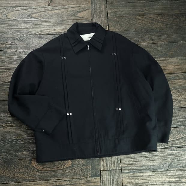 [빈티지] 턱 라인 오버핏 블루종 자켓 블랙 M18760