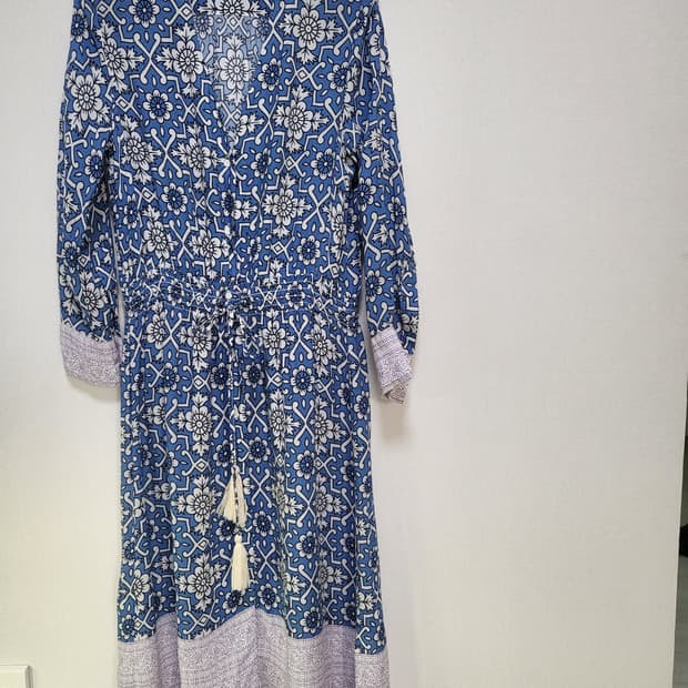 산드로  실크 패턴 롱 원피스 36 55-66