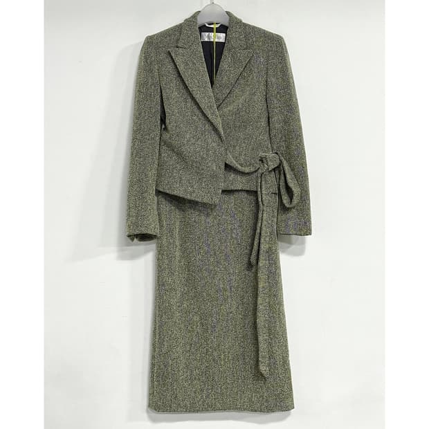 막스마라 벨티드 트위드 울 자켓 스커트 투피스 set