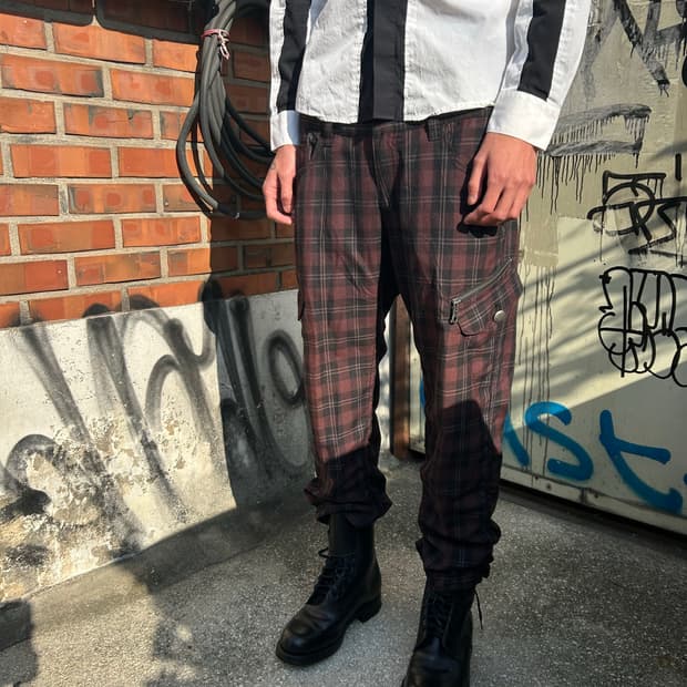 타탄체크 카프리팬츠