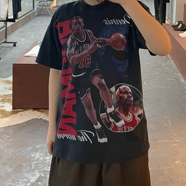 빈티지 데니스 로드맨 프린팅 반팔 H2533