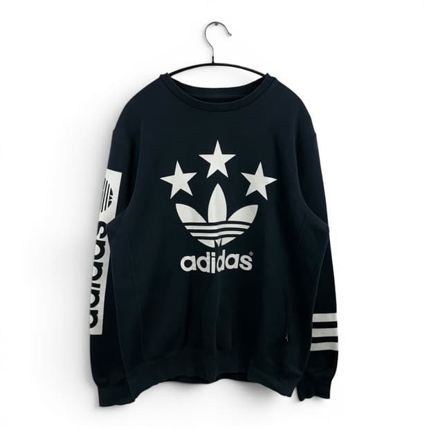 (100) 아디다스 빅 프린팅 맨투맨 블랙