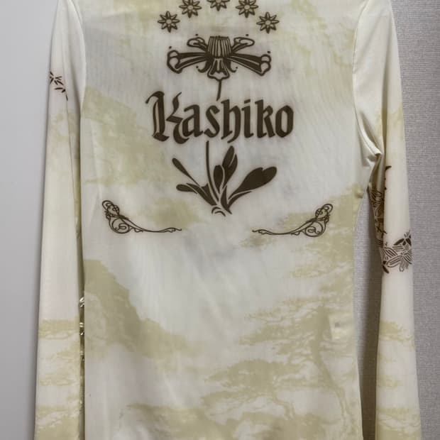 Kashiko Women Ink Painting Mesh Top