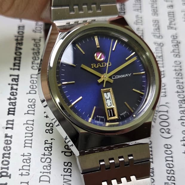 빈티지 라도 콘웨이 데이데이트 퍼플블루 오토매틱 브레이슬릿 ver.