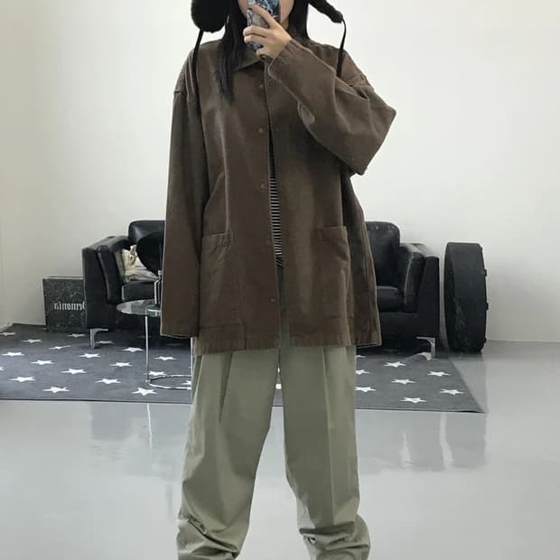 무지 베이지 코튼 자켓