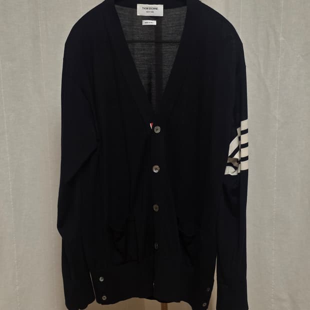 [ 25 / 5size ] 톰브라운 메리노울 사선완장 가디건 네이비