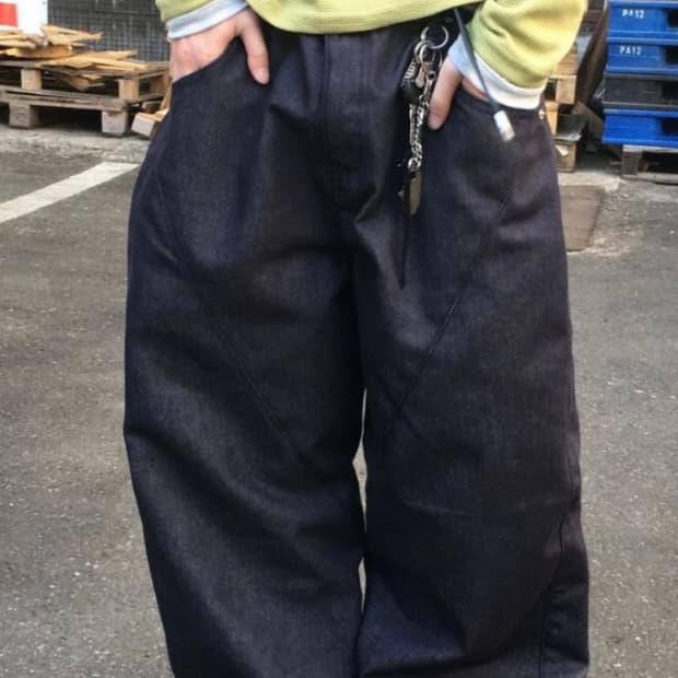 노블 사선 생지 데님