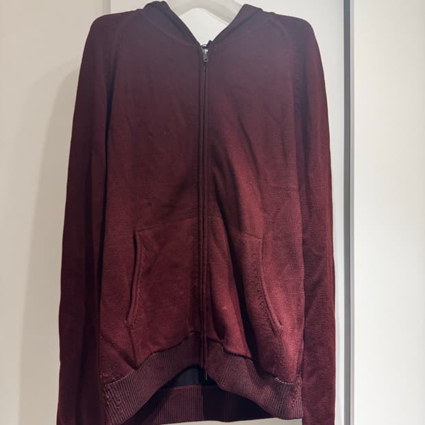 띠어리 버건디 집업 후드 가디건 L