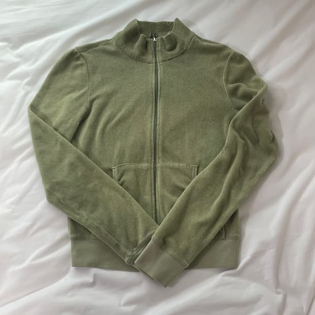 Woodry 올리브 그린 타월 트랙 자켓