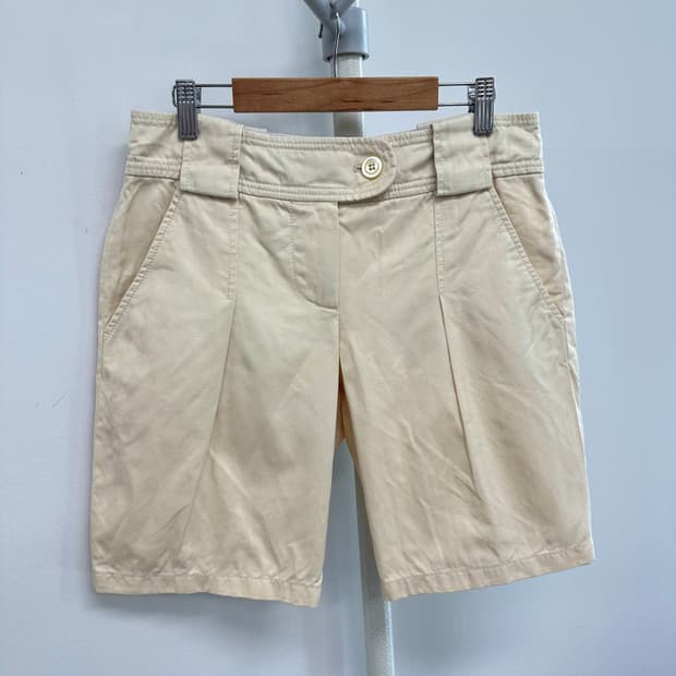 겐조 핀턱 코튼린넨 헤링본 하프 팬츠