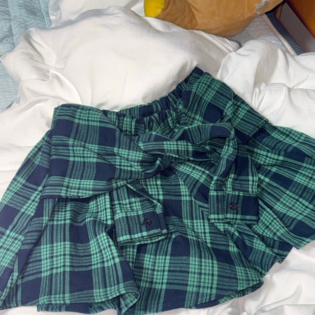 착샷 O) 캐캐체깔 그린체크 스커트 큐롯 