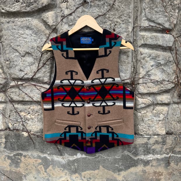 80s 펜들턴 빈티지 아즈텍 웨스턴 울 베스트 조끼 40