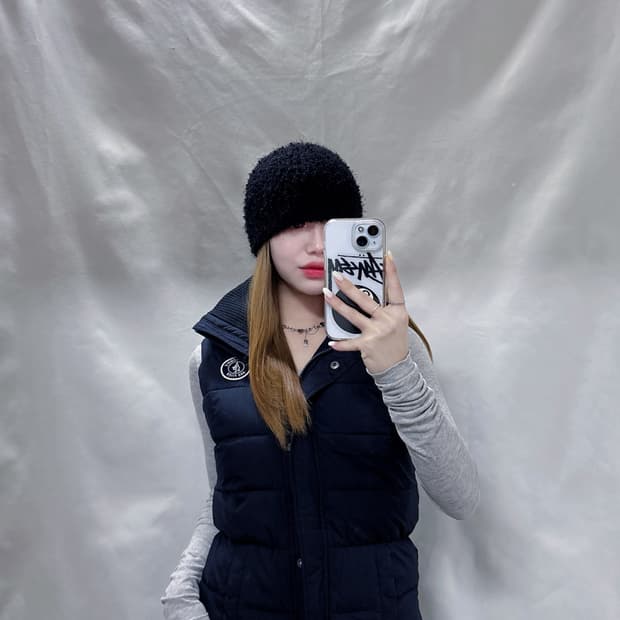 아베크롬비 블랙 패치로고 패딩조끼 