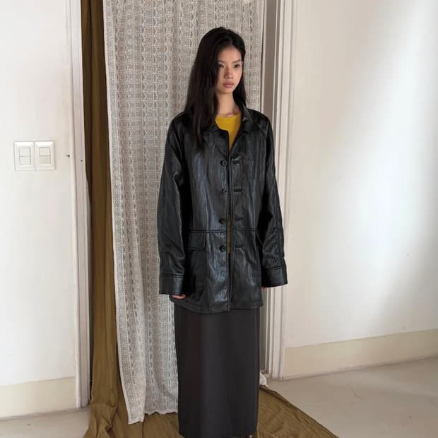 포에트서울 soft leather trench coat 레더코트