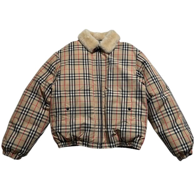 슈프림 X 버버리 22SS 노바체크 셔링 칼라 다운 푸퍼