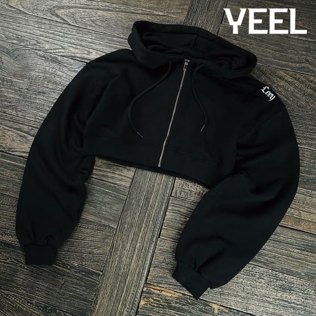 [LEEY YEEL] 크롭 후드 집업 블랙 M19898