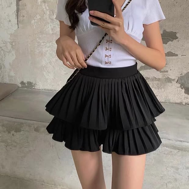미니멀  A라인 주름 스커트 바지