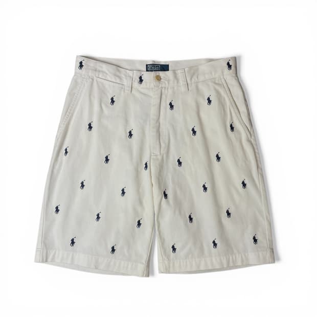 (30) 폴로랄프로렌 화이트 로고 자수 하프 팬츠