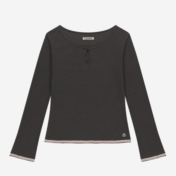 코이세이오 아일렛 레이스 롱슬리브 브라운