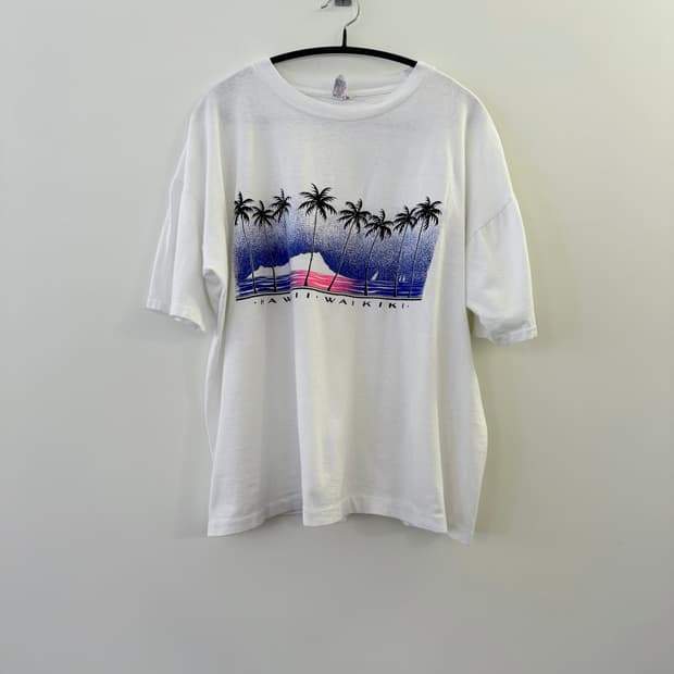 90s 하와이 키키 프린팅 반팔 티셔츠 XL