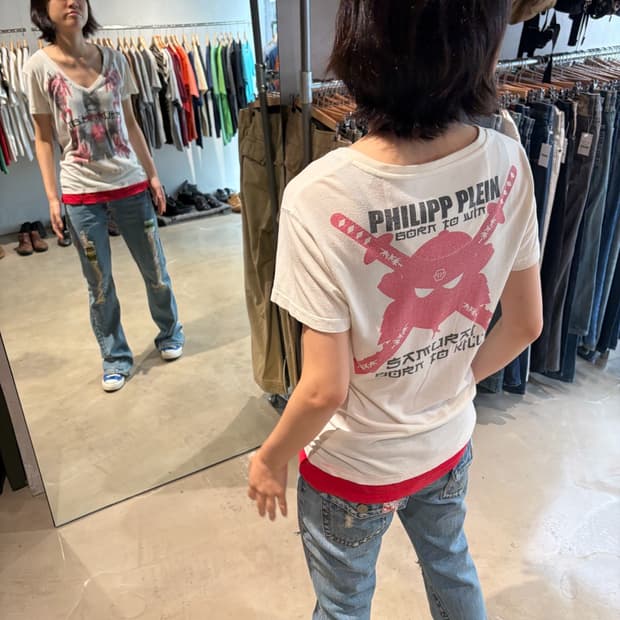 Philipp plein 그래픽 브이넥 티셔츠 S
