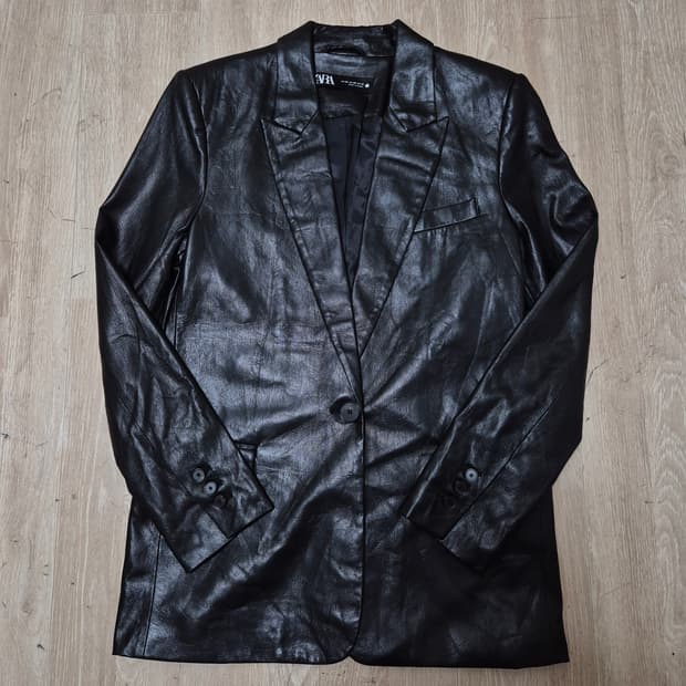 자라 여성 레더 가죽 블레이저 자켓 XS(85)