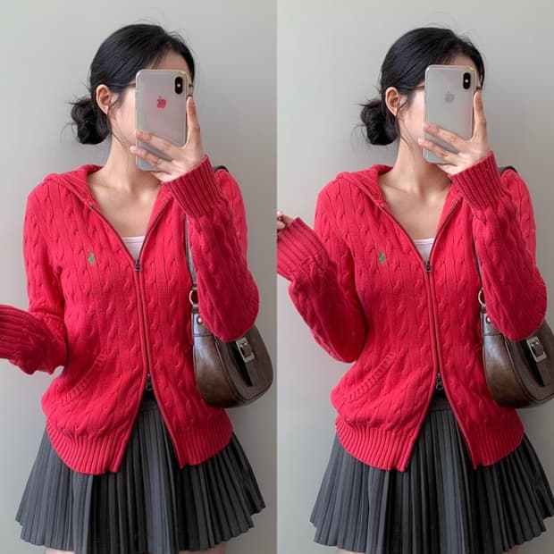 폴로 니트 후드집업