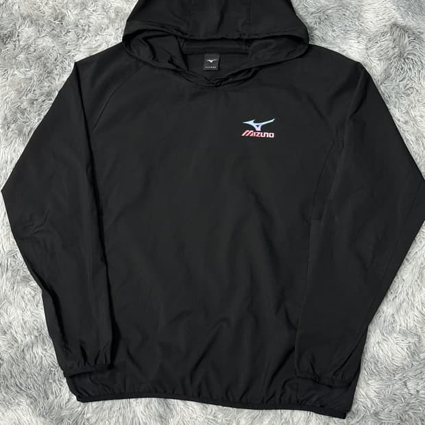 미즈노 빅로고 우븐 후드 웜업 블랙 XL