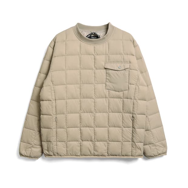 타이온 포켓 크루넥 덕다운 패딩 스웻셔츠 베이지 L