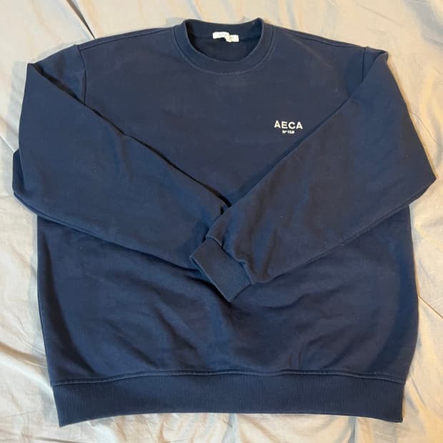 에이카화이트 맨투맨 네이비